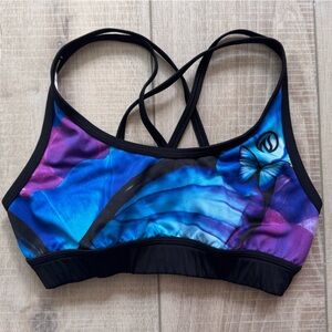 Ink n Burn Blue & Purple Butterfly Print Athletic Sports Bra Workout Gym